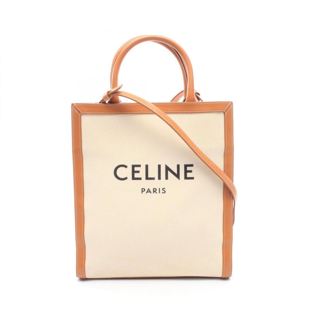 Celine Small Vertical Cabas 2-Way Tote Bag/Handbag, Canvas and Leather, Women...